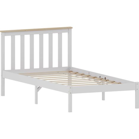 Milan Single Wooden Bed, Low Foot, White & Gel Memory Foam Pocket Spring Mattress, Single (1/5)