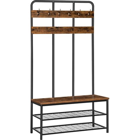 HOOBRO Grande Attaccapanni, Appendiabiti con Scarpiera e 12 Ganci, Portabiti Autoportante, Mobile Ingresso Corridoio, Struttura in Metallo, Assemblaggio Semplice, Stile Industriale EBF05MT01 (1/5)
