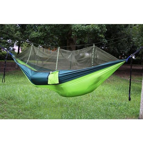 Hamac d'extérieur, balançoire anti-moustique, vert foncé et vert fruit (filet vert)260140CM (1/5)