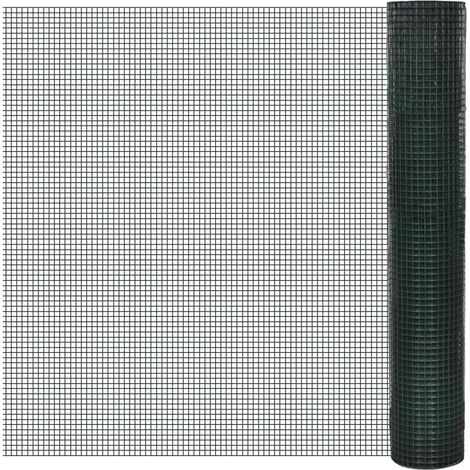 Grillage galvanisé pour poulailler, revêtement PVC, 10 x 1 m, vert
