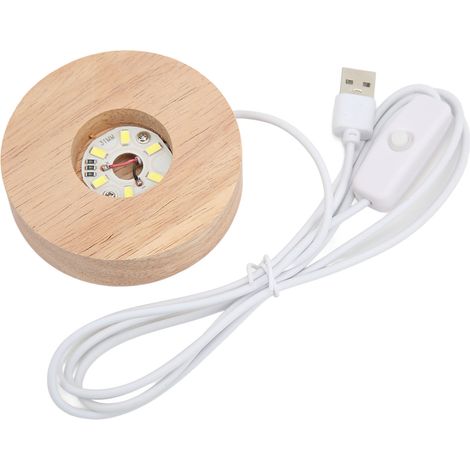 Base Lumineuse LED en Chêne Naturel avec Port USB - Lampe d'Ambiance Blanche 5V - Éclairage Décoratif Moderne pour Intérieur (1/5)