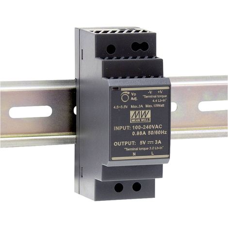 Mean Well – Alimentation rail DIN 24V 1.5A 36W – 1 sortie – Efficacité 91% – Protection classe II – Pour domotique et automatisation (1/2)
