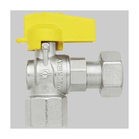 RUBINETTO A SQUADRO FEMMINA CON DADO GIREVOLE  1/2 x 1/2 G     F.I.V.