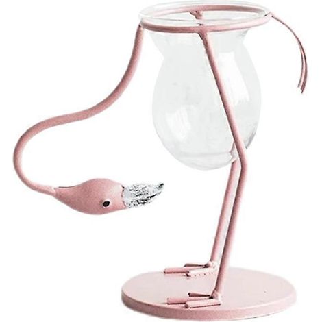 Flamingo-Glasvase für den Tisch, flamingoförmige Bonsai-Vase, Metallblumentopf, Heimdekoration, Zimmerpflanze, trendiges Geschenk.