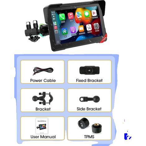 Motorrad GPS-Navigation, 7-Zoll-Bildschirm, Dual Bluetooth 5.0, Kein DVR TPMS (1/2)