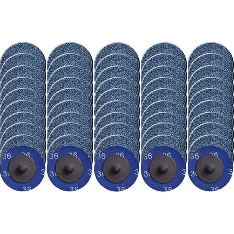 Lot de 50 disques abrasifs à changement rapide, 5,1 cm, disque de verrouillage en rouleau avec revêtement en oxyde de zirconium pour la préparation de surface (grain 36) (1/4)