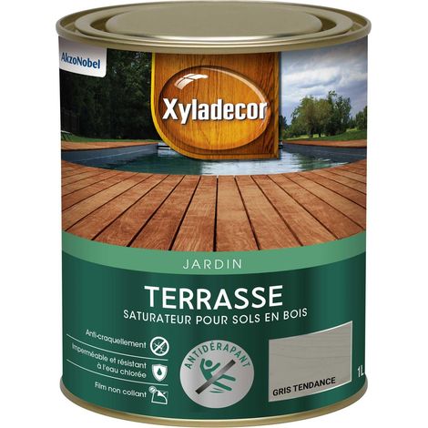 Saturateur pour sol exterieur en bois - Terrasses - aspect mat gris tendance 1 L - Xyladecor