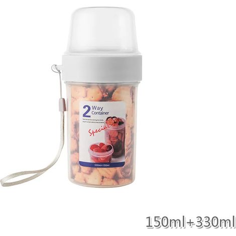 Ensemble de conteneurs alimentaires avec cuillère et couvercle : gobelet Tupper pour petit-déjeuner, flocons d'avoine, céréales, noix, yaourt ou salade, idéal pour le petit-déjeuner et le déjeuner (1/4)