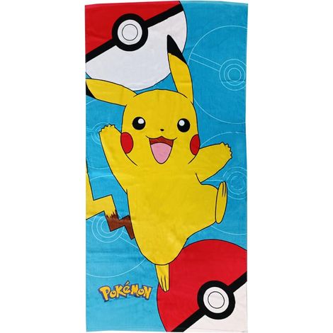 hermet Pokemon, Telo Mare Bambino, 70x140 cm, Asciugamano da Spiaggia o Piscina, Pokemon, 100% Morbido Cotone, Leggero e Pratico (1/4)