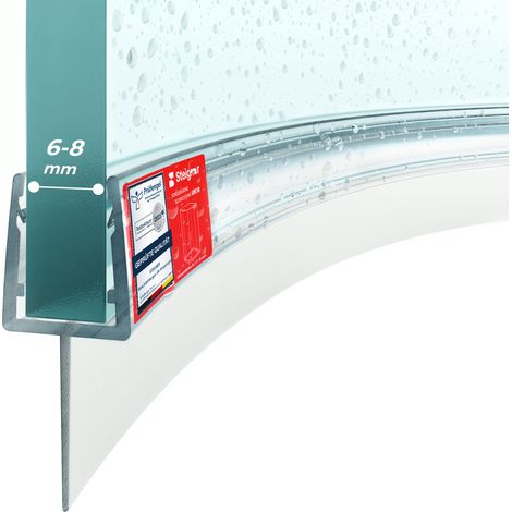 STEIGNER Joint de douche pour paroi en verre, 50cm, vitre 6/ 7/ 8 mm, joint d'étanchéité PVC droit pour les cabines de douche réctangulaires, UK10