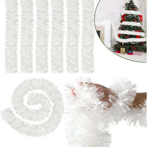 SWANEW Albero di Natale 6x con elegante ghirlanda di pelliccia sintetica da 2 m e nastro ornamentale (1/5)