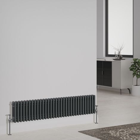 Traditional Cast Iron Style Radiator 300x1462mm Horizontal 3 Column Anthracite (1/5)