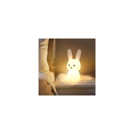Lámpara de noche con 7 modos de iluminación, función de temporizador y carga USB, lámpara de mesita de noche infantil, lámpara de noche de juguete de silicona para niños (Blanco 1W) - Crezuo