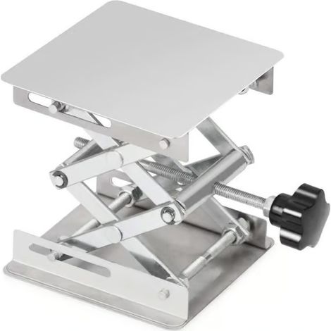 Table élévatrice de laboratoire. Plateforme de laboratoire. Acier inoxydable. 100 x 100 mm. Hauteur de levage réglable de 45 à 150 mm. Charge maximale : 5 kg (1/5)