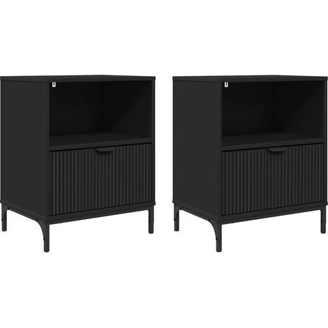 Maison Exclusive - Nachttisch 2 stk. Schwarz 49 x 36 x 61 cm Holz (1/5)