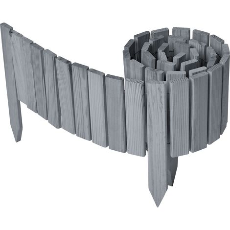 Garronda clôture de Jardin en Bois Bordure Jardin Cloture Jardin Exterieur, Palissade Bordurette Longueur: 200 cm GD-0149 (Gris, Hauteur : 20 cm)