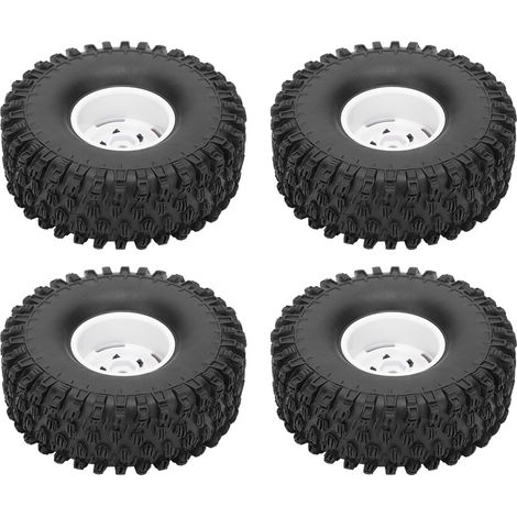 4 pneus en caoutchouc de 1,9 pouces pour jantes RC, compatibles avec Axial 1/10 et crawlers 120mm, couleur blanche. (1/5)