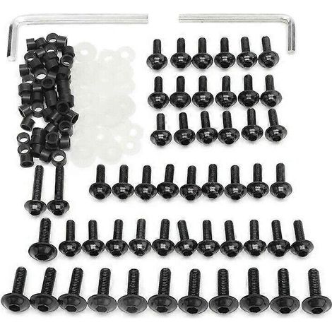 Kit de 158 vis et écrous universels pour carénage de moto YZF R1 R6 R3 2004-2008 (Bla) (1/5)