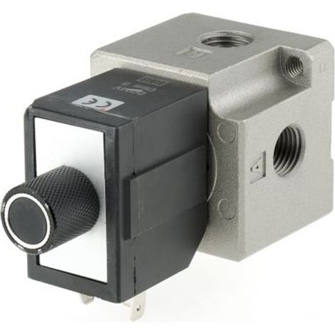 Vanne de contrôle pneumatique solénoïde/pilotée SMC série VT317 fonction 3/2, Ressort/Bobine, G 1/4, 12V c.c. ( Prix pour 1 )