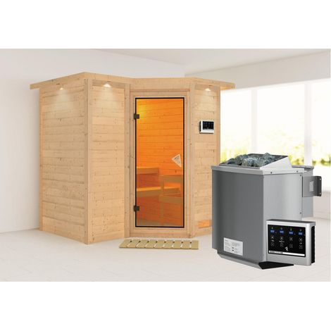 Sahib 1 Eck,9kW Bio.Strg easy bronzierte Ganzglastür u. DK