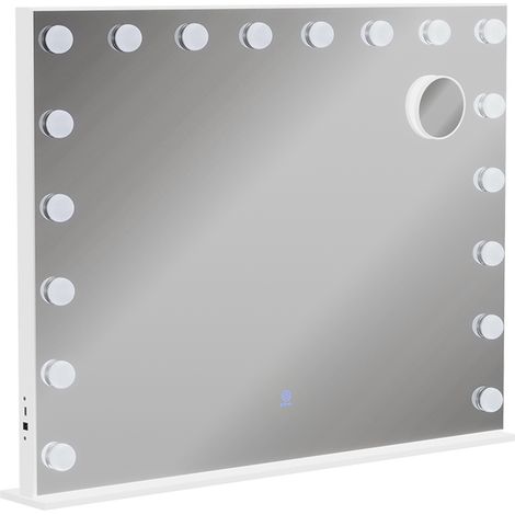 Espejo de tocador Greta, Blanco, 80 x 61 cm con iluminación LED, Vicco (1/5)