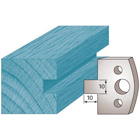 Diamwood Jeu de 2 fers profilés en Acier SP - Ht. 40 x 4 mm - Rainure 10 mm - Épaisseur 4 mm - Entraxe de 24 mm - Compatible avec porte-outils de toupie