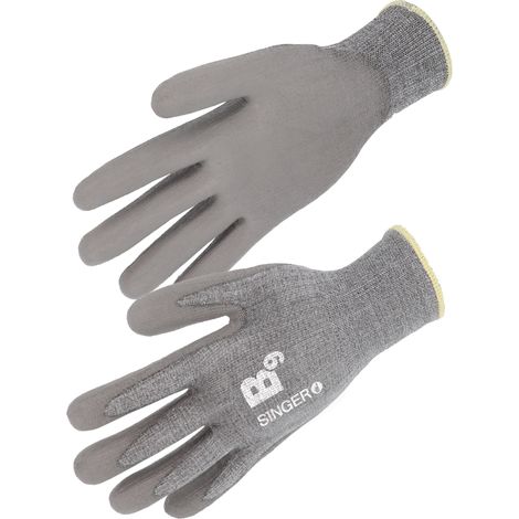 Gants Anti-Coupure HDPE SINGER PHD133PU Taille 9 - Tricot Sans Couture Jauge 13 - Enduction PU - Protection EN 388 Niveau B (1/2)
