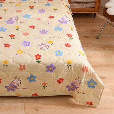 Couverture légère été en coton doux, lavable, matelassée ultrasons velours diamant, fleurs 180x200 cm, couverture climatisée cadeau. (1/3)