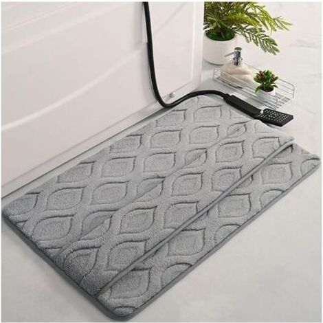 Tapis de bain en mousse à mémoire de forme – Doux, absorbant et moelleux – Tapis de bain en coton de luxe lavable et antidérapant – 40 x 60 cm – Gris marocain (1/5)