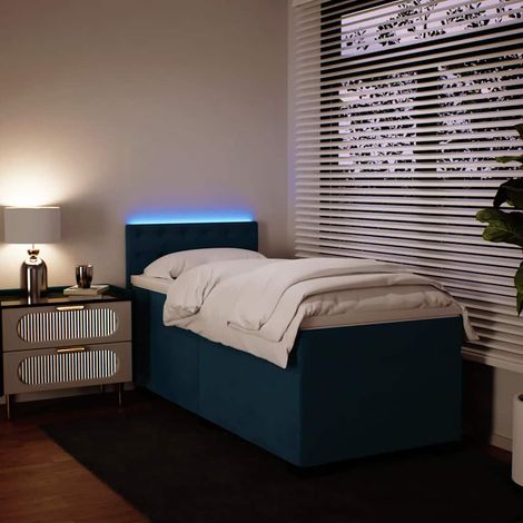 Boxspringbett mit Matratze Blau 100x200 cm Samt (1/5)