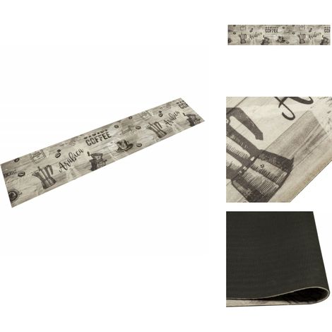 Küchenteppich Waschbar Kaffee Grau 60x300 cm Samt - Küchenläufer - Samt - Laufmatte - Esszimmerteppich - Wohnzimmerteppich (1/5)