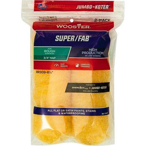 Wooster Jumbo Koter Super Fab 6.5" Mini Roller Sleeves 3/4" Nap Rough - Twin Pack