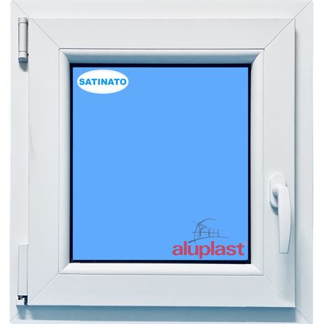 Finestra in PVC L500 mm x H600 mm Bianco, Oscillo-battente Apertura Sinistra Vetro Satinato (1/6)