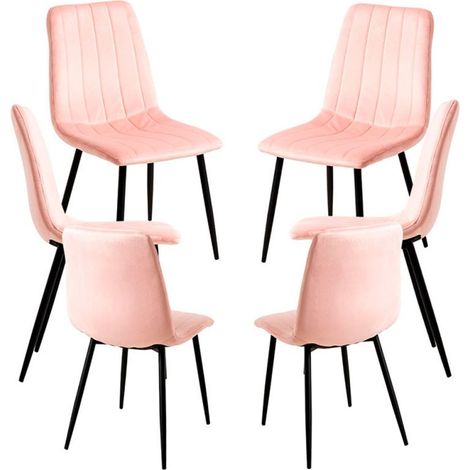 Packs Sillas Comedor - Pack 6 Sillas Liny Terciopelo - Rosa (1/5)