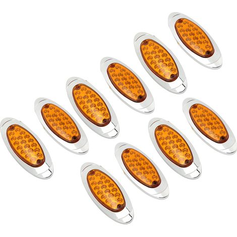 Feux de position latéraux 12-24V IP67 étanches 1200LM, lot de 10 lampes clignotantes LED 18 diodes pour remorque, camion, bateau - jaune (1/5)