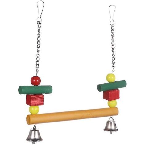 Perchoir à oiseaux Perroquet Balançoire en bois Blocs colorés Jouets à mâcher pour conure Perruche