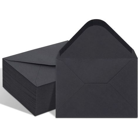 Enveloppes (100 pièces) - Papier cartonné vintage - Enveloppes vintage simples - Enveloppes pour cartes de vœux - Cartes postales - Invitations - 13 x 19 cm - Noir (1/4)
