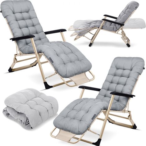 Klappbare gartenliege mit auflage sofotel chillwell 2er set hellgrau (1/5)