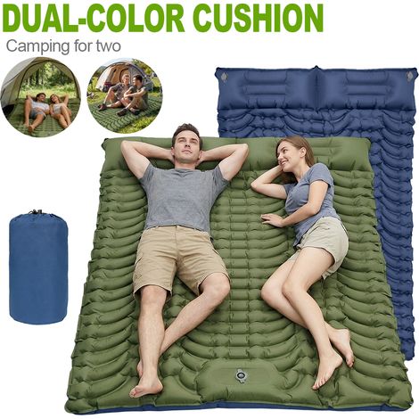 Matelas Camping 2 Personnes, 190135cm Auto-gonflants Matelas, Gonflable Camping imperméable avec Oreiller e Pompe à Pieds, pour randonnée, Tente, Plage (1/5)
