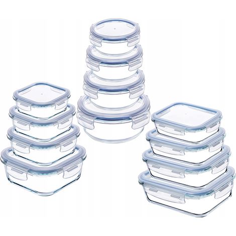 KADAX Glasbehälter-Set mit Deckel, rechteckig + Rund + quadratisch (1/5)