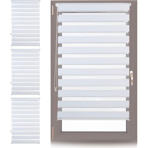 4 Tende Plissettate a Rullo, in Tessuto e Poliestere, per Interni, Senza Trapano, HxL 80x150 cm, Bianco