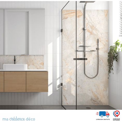 Panneau de douche : Marbre di Canobio - Couleur Blanc perle - Alu composite - 120 - 245 (1/4)