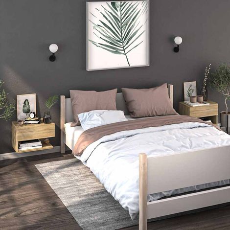 vidaXL Mesita de noche de pared 2 unidades color roble Sonoma (1/5)