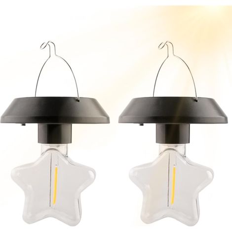 Due lampade solari da esterno a forma di stella, adatte per giardini, patii, terrazze, vialetti, ecc. (1/4)