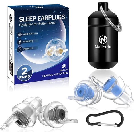 Ohrstöpsel zum Schlafen 2 Paar, Ultraweich, Lärmschutz 31dB, mit Aluminiumetui (1/5)
