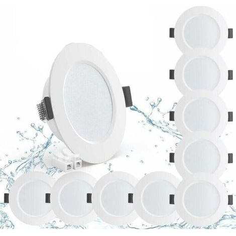 Lot de 10 spots LED encastrables 5W – IP44 étanche – 450lm blanc neutre 4000K – Profondeur 25mm – Pour salle de bain. salon. cuisine (1/5)