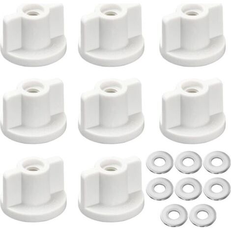 FENOPLASTICALot de 8 fixations pour abattant de WC - Filetage M6 - Écrou arrière et rondelles - Pièces de rechange pour siège de toilette monté sur le dessus (1/4)
