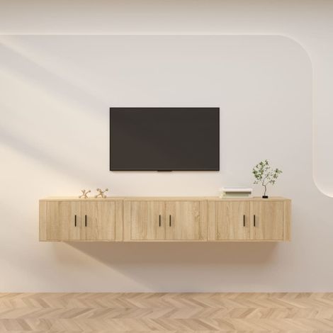 TV-Wandschränke 3 Stk. Sonoma-Eiche 80x34,5x40 cm