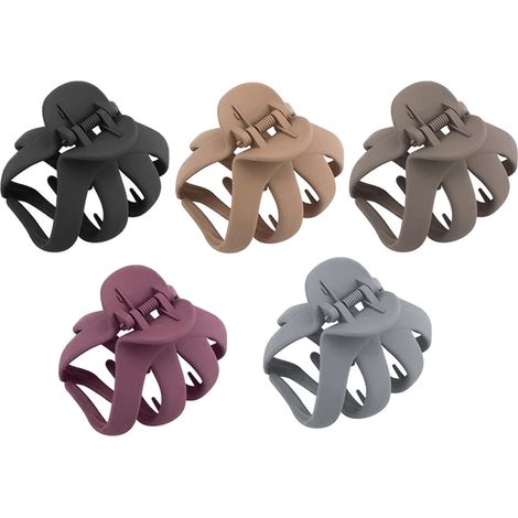 Pince À Cheveux Octopus - Pince À Cheveux À Mâchoire - 6 x 7 Cm - Pour Cheveux Courts Ou Longs - Lot De 5 (1/5)