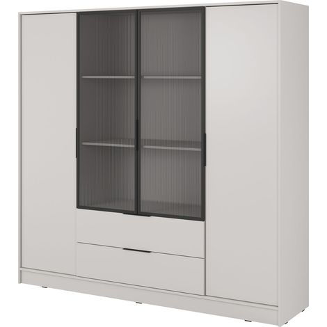 Armadio moderno in cashmere con ante in vetro - Dimensioni 206 x 200 x 51 cm - Eleganza e funzionalità (1/5)